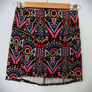 H&M Retro Neon Aztec Bodycon Miniskirt - Small